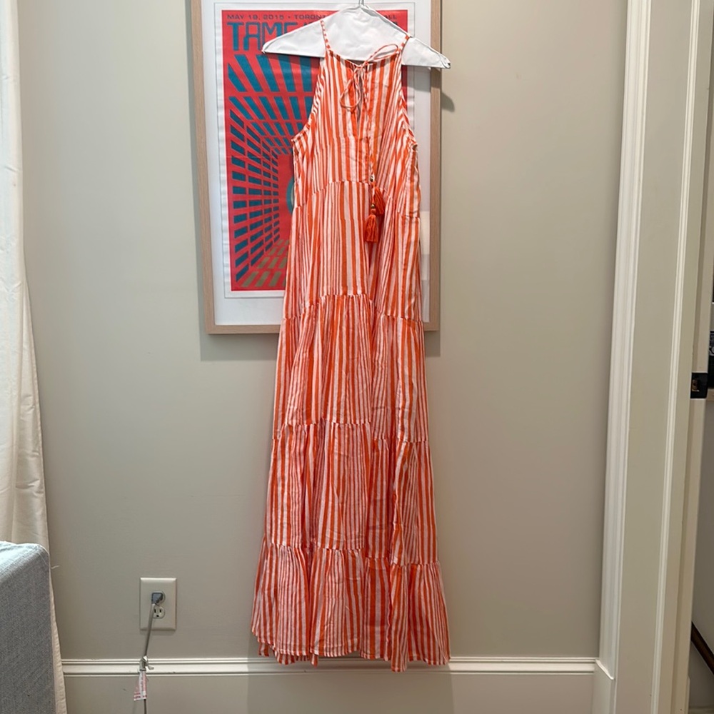 Oliphant orange striped maxi dress size S